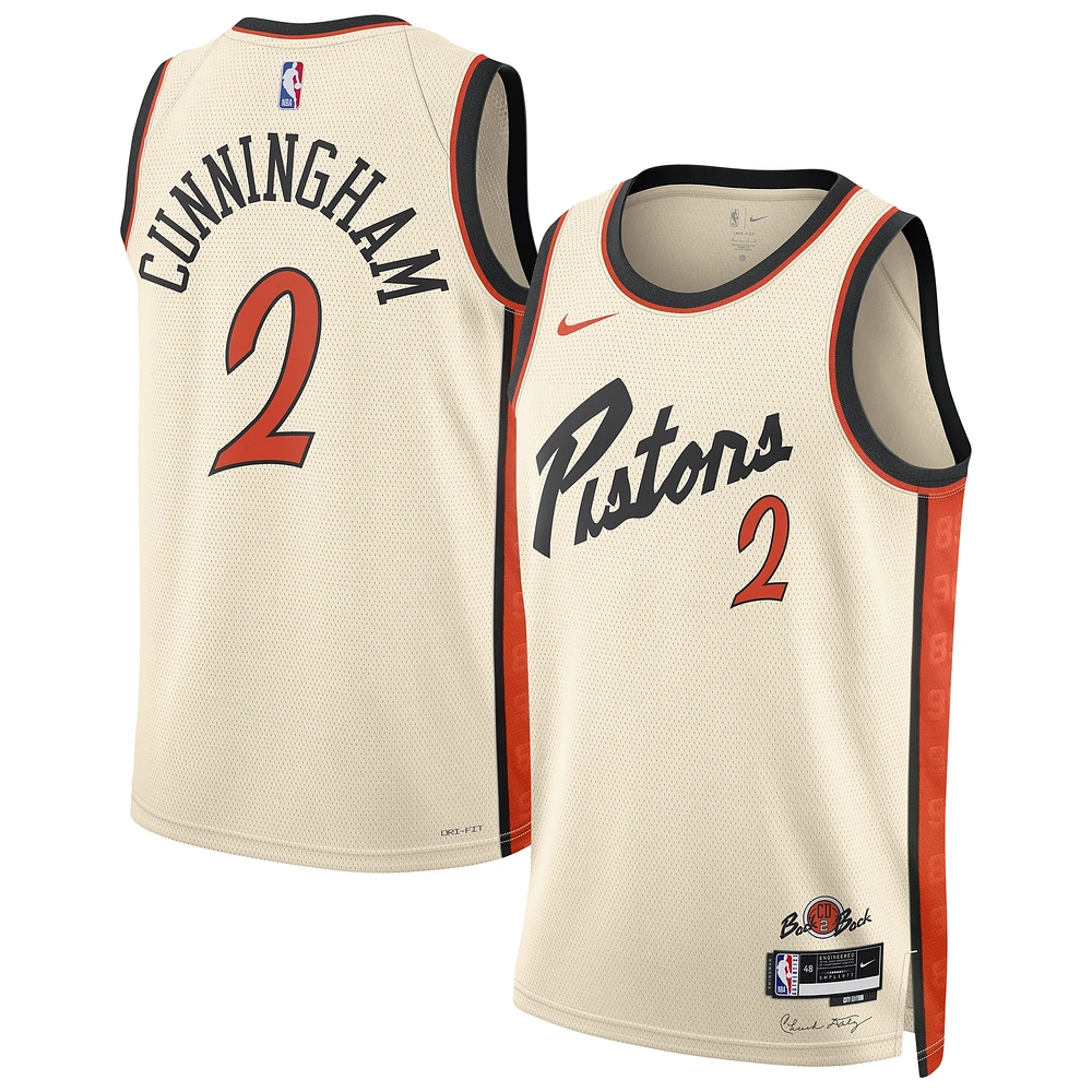 Maillot de joueur unisexe Nike Cade Cunningham blanc Detroit Pistons 2024/25 Swingman - Édition City