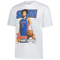 T-shirt unisexe blanc SLAM Cade Cunningham, couverture des Detroit Pistons, avril/mai 2025