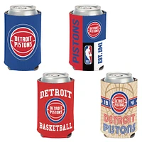 WinCraft Detroit Pistons, paquet de 4, 12 oz. Ensemble refroidisseur de canettes