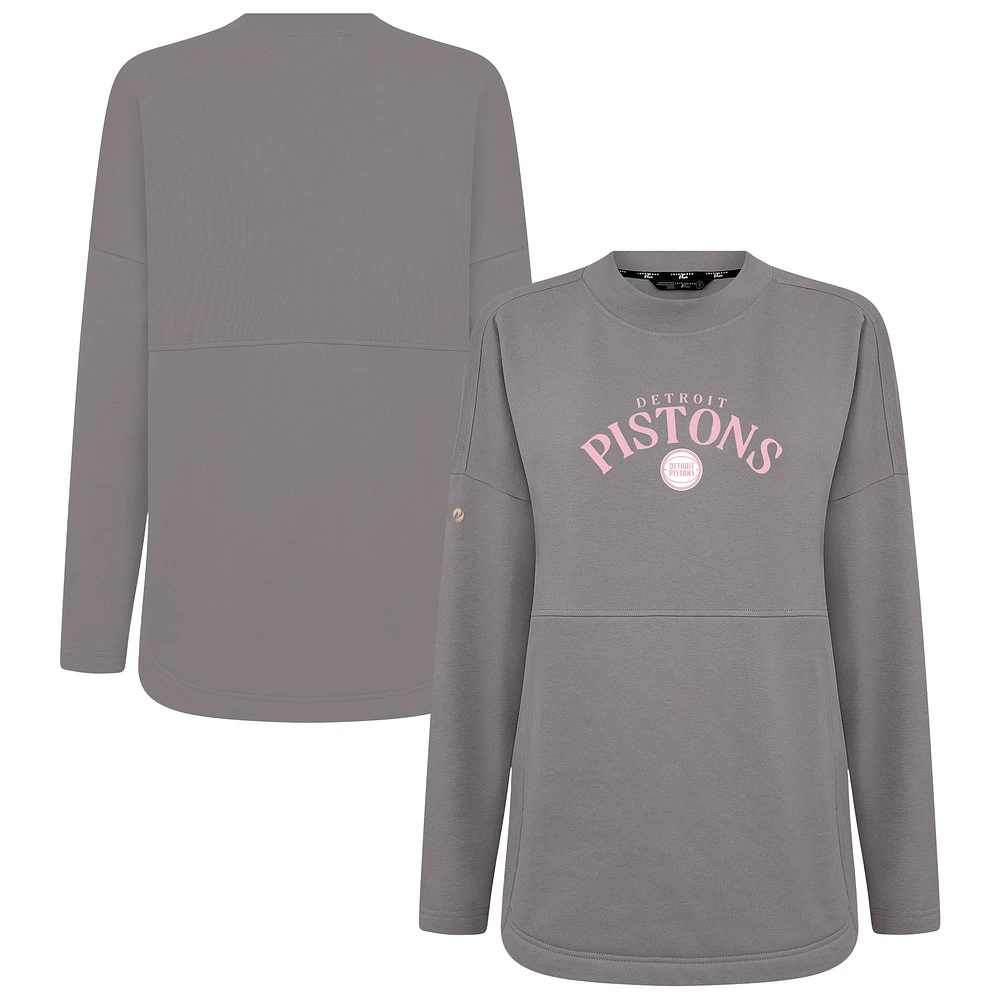 Women's Levelwear  Gray Detroit Pistons Mother's Day Beaudry Arched Pullover Sweatshirt