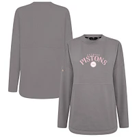 Women's Levelwear  Gray Detroit Pistons Mother's Day Beaudry Arched Pullover Sweatshirt