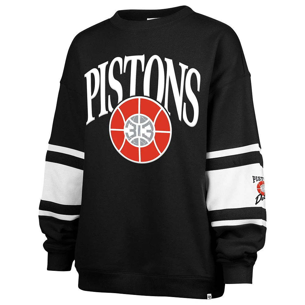 Women's '47 Black Detroit Pistons 2024/25 City Edition Steadfast Paneled Pullover Sweatshirt