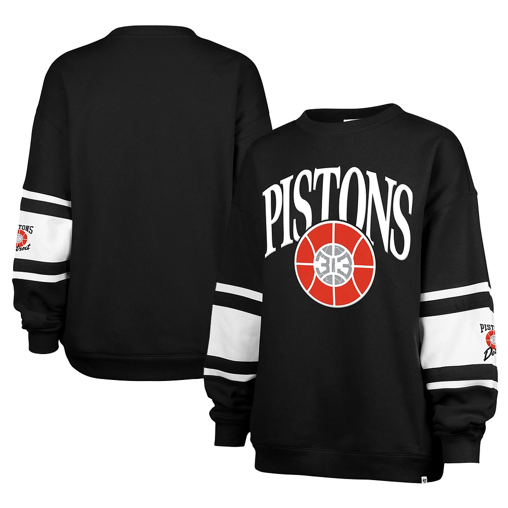 Women's '47 Black Detroit Pistons 2024/25 City Edition Steadfast Paneled Pullover Sweatshirt