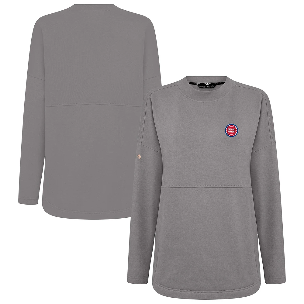 Women's Levelwear Gray Detroit Pistons Beaudry Pullover Sweatshirt