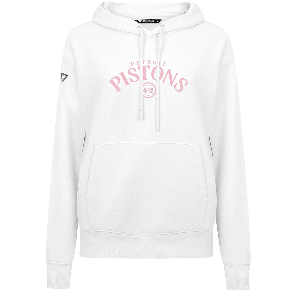 Women's Levelwear  White Detroit Pistons Mother's Day Adorn Arched Pullover Hoodie