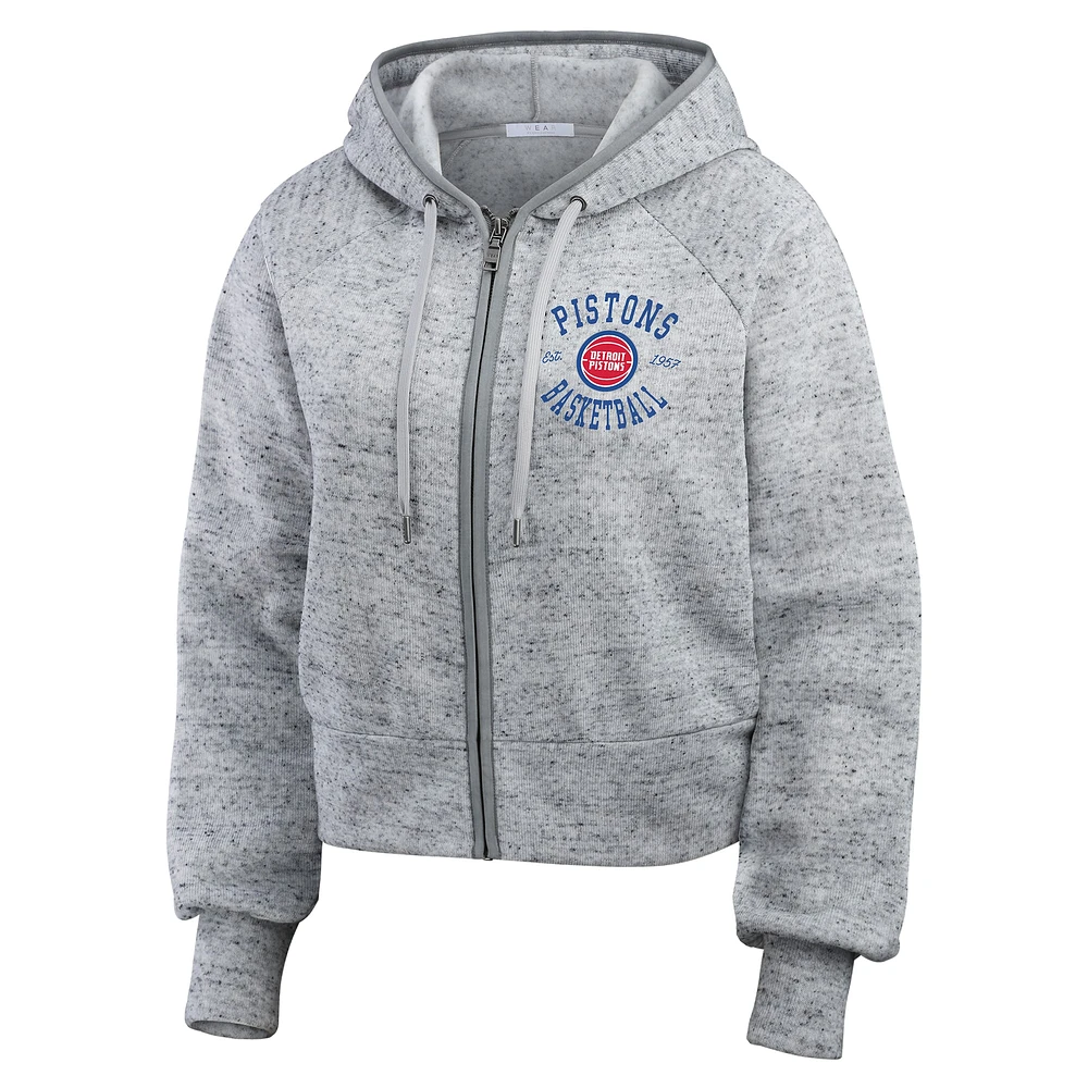 Women's WEAR by Erin Andrews Heather Gray Detroit Pistons Speckled Radiator Full-Zip Hoodie