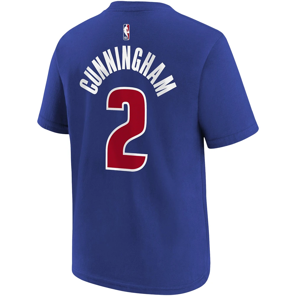 Youth Cade Cunningham Blue Detroit Pistons Icon Name & Number T-Shirt