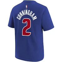 Youth Cade Cunningham Blue Detroit Pistons Icon Name & Number T-Shirt