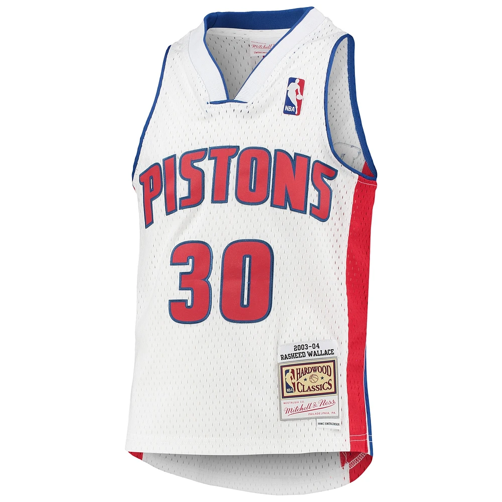 Jeunesse Mitchell & Ness Rasheed Wallace Blanc Detroit Pistons 2003/04 Hardwood Classics Swingman Maillot