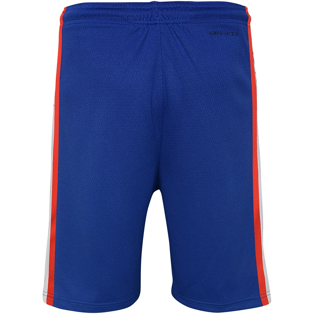 Short Nike bleu Detroit Pistons Icon Edition en maille Performance Swingman pour jeune