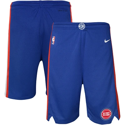 Short Nike bleu Detroit Pistons Icon Edition en maille Performance Swingman pour jeune