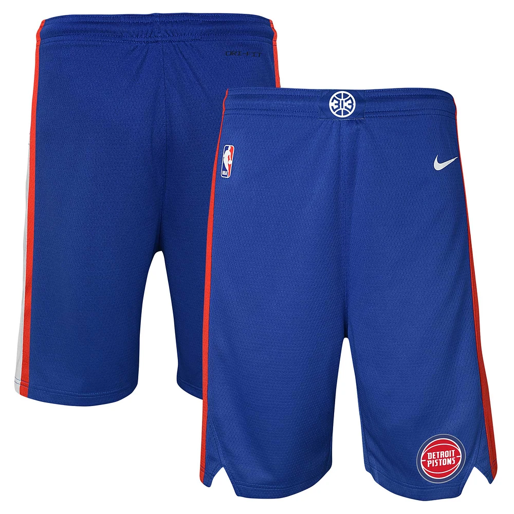 Short Nike Blue Detroit Pistons Swingman Performance pour jeune – Édition Icon