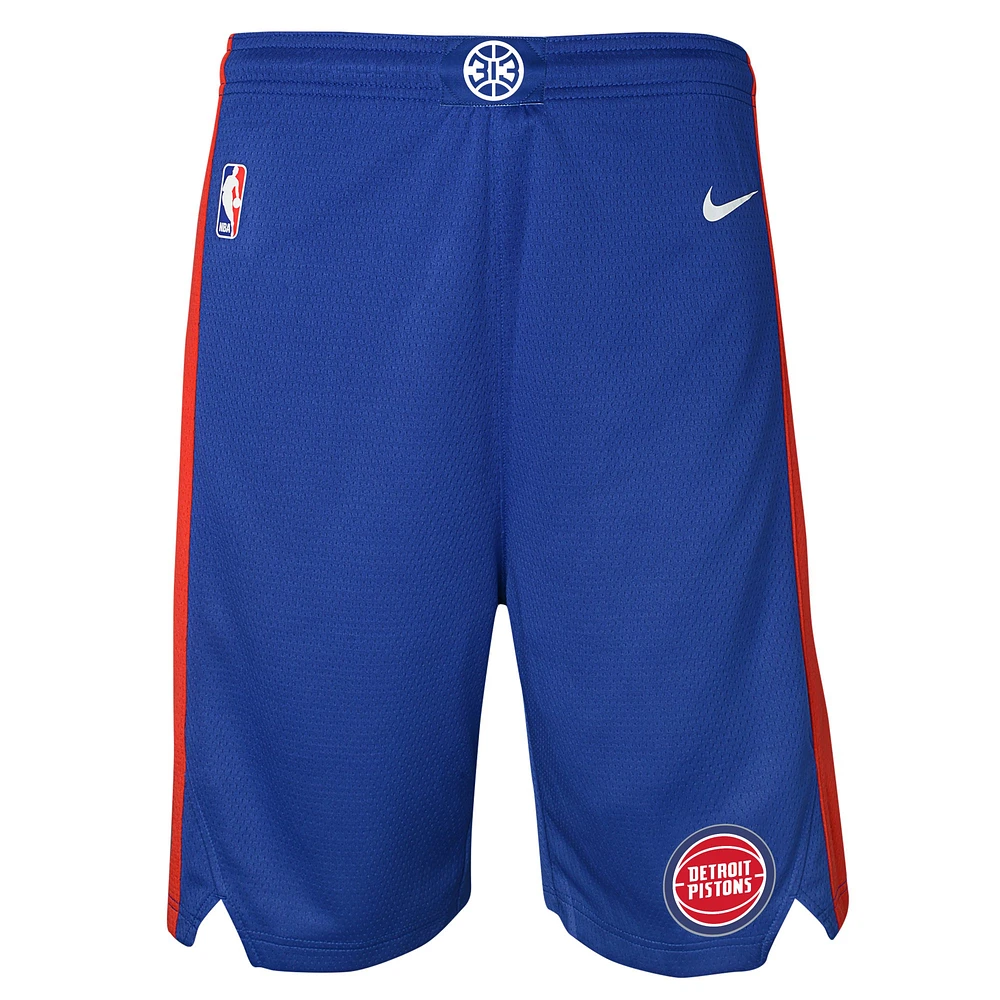 Short Nike Blue Detroit Pistons Swingman Performance pour jeune – Édition Icon