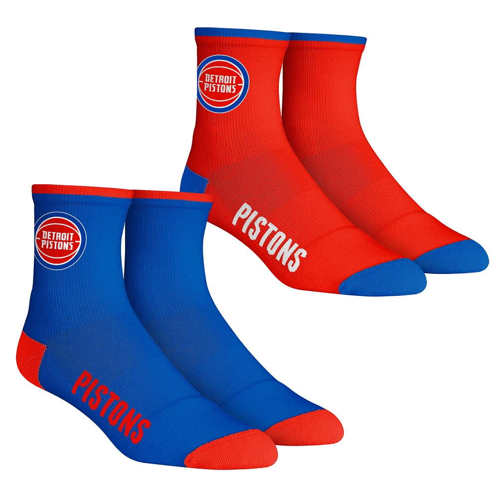 Youth Rock Em Socks Detroit Pistons Core Team 2-Pack Quarter Length Sock Set