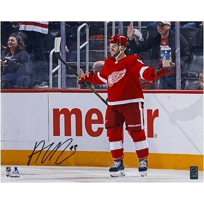 Alex DeBrincat Detroit Red Wings Autographed 16" x 20" Red Jersey Celebrating Photograph