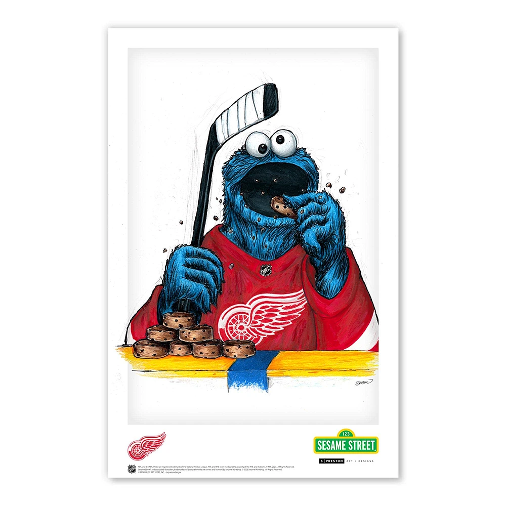 Cookie Monster Detroit Red Wings Sesame Street 11" x 17" Poster Print