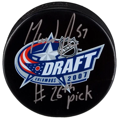 David Perron Detroit Red Wings Rondelle de hockey autographiée avec logo du repêchage 2007 de la LNH avec inscription « #26 Pick »
