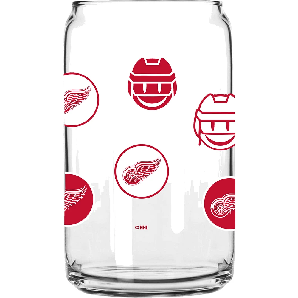 Red Wings de Détroit 16oz. Verre de canette smiley