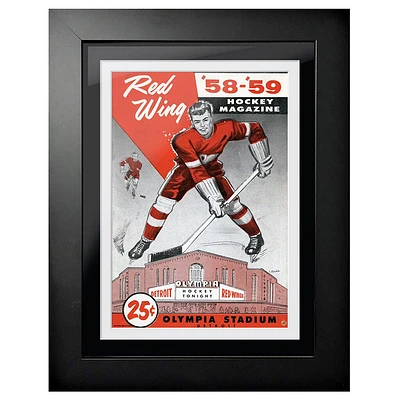 Detroit Red Wings 1958 Red Wing Magazine Olympia Stadium - Couverture de programme encadrée 12'' x 16''
