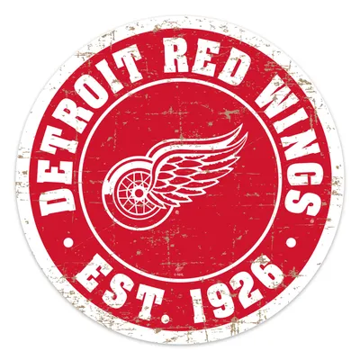 Detroit Red Wings - Enseigne murale ronde 22'' en PVC avec logo vieilli