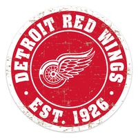 Detroit Red Wings - 22'' Round PVC Distressed Logo Wall Sign