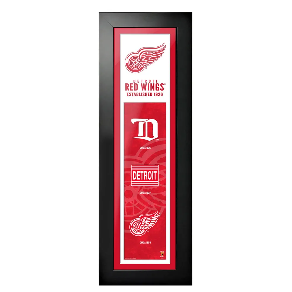 Detroit Red Wings - 6'' x 22'' Logos à l'histoire encadrée d'art