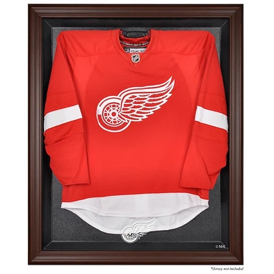 Vitrine de présentation du maillot avec logo encadré marron des Red Wings de Detroit