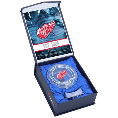 Detroit Red Wings Crystal Puck - Filled with Home Ice from the 2024-25 Season