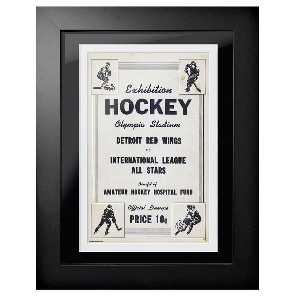 Detroit Red Wings Exhibition Hockey - 12'' x 16'' Framed Program Cover