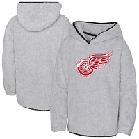 Girls Youth  Heather Gray Detroit Red Wings Ultimate Teddy Fleece Pullover Hoodie