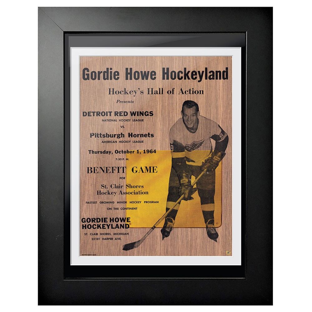 Gordie Howe Detroit Red Wings 1964 Hockey's Hall of Action - 12'' x 16'' Framed Program Cover