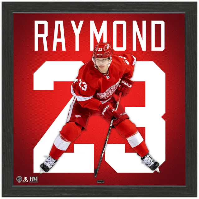 Framed Lucas Raymond Detroit Red Wings Autographed White Adidas Authentic  Jersey