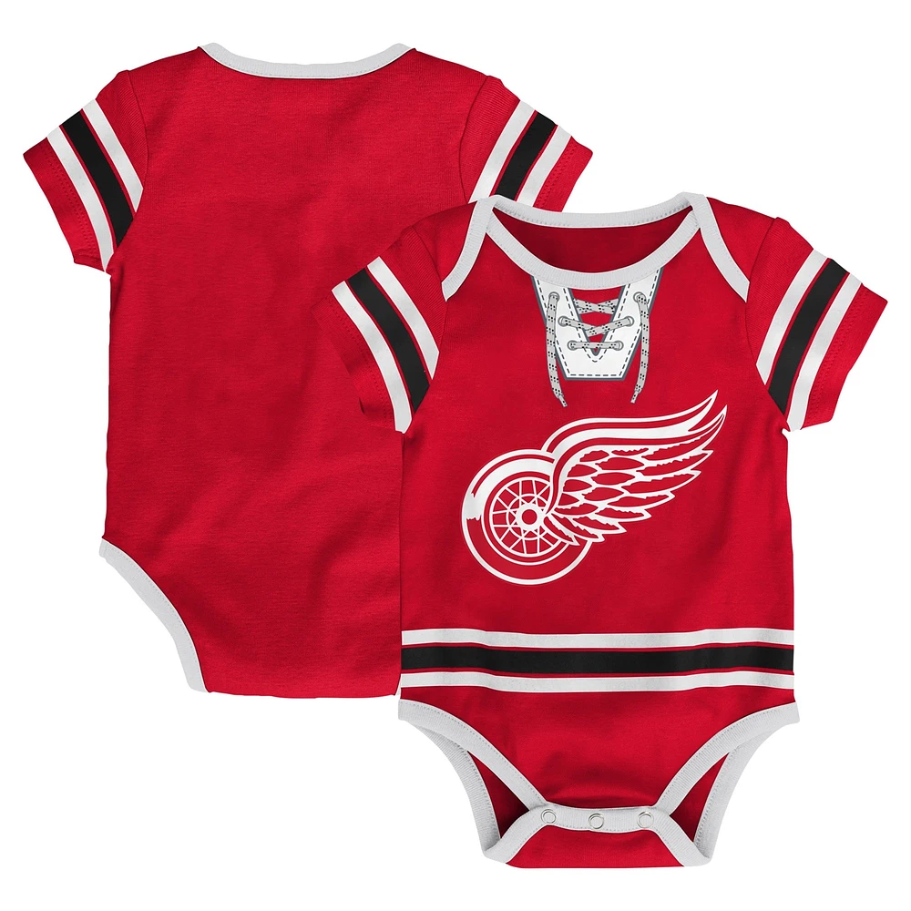 Infant Red Detroit Wings Hockey Jersey Bodysuit