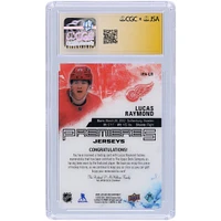 Maillot relique autographié 2021-22 Upper Deck Ice Premieres de Lucas Raymond Detroit Red Wings #IPA-LR CGC Fanatics a été témoin d'une carte recrue authentifiée 9/10