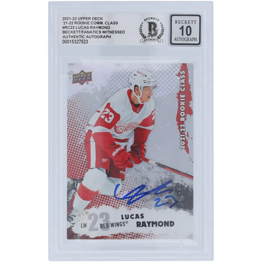 Lucas Raymond Detroit Red Wings Autographed 2021-22 Upper Deck Young Guns  #464 Beckett Fanatics Witnessed Authenticated Rookie Card