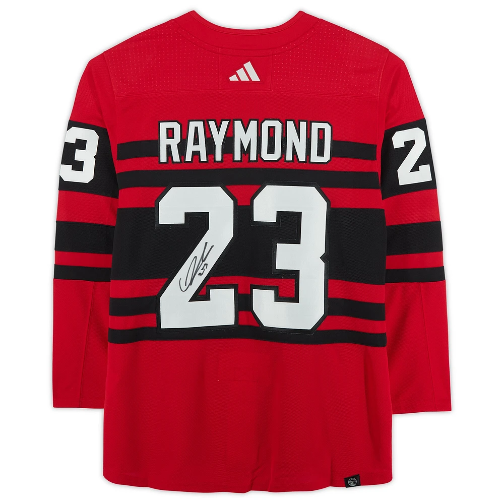 Maillot authentique Adidas Reverse Retro autographié par Lucas Raymond des Red Wings de Detroit 2022-23
