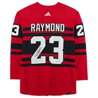 Maillot authentique Adidas Reverse Retro autographié par Lucas Raymond des Red Wings de Detroit 2022-23