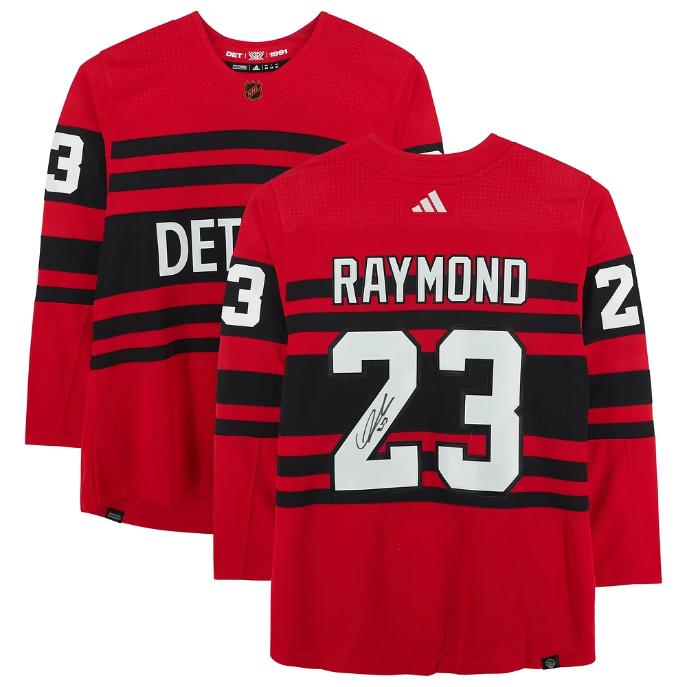Maillot authentique Adidas Reverse Retro autographié par Lucas Raymond des Red Wings de Detroit 2022-23