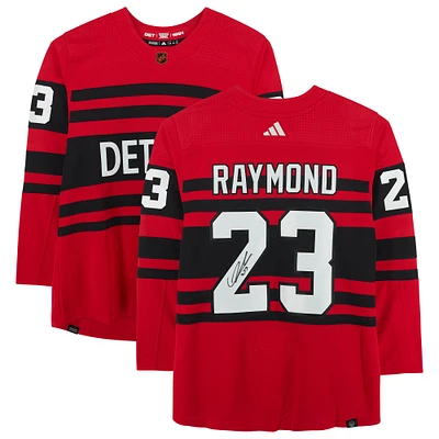 Maillot authentique Adidas Reverse Retro autographié par Lucas Raymond des Red Wings de Detroit 2022-23