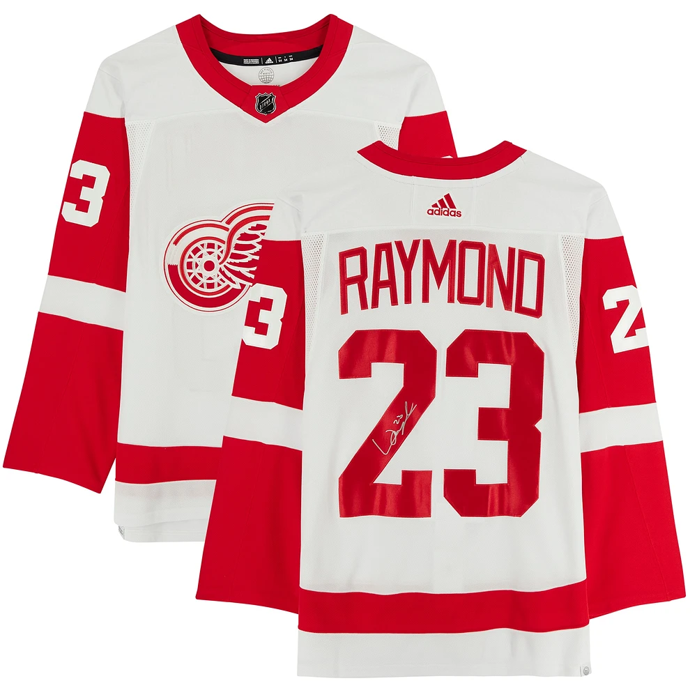 Maillot authentique adidas autographié par Lucas Raymond White des Red Wings de Detroit