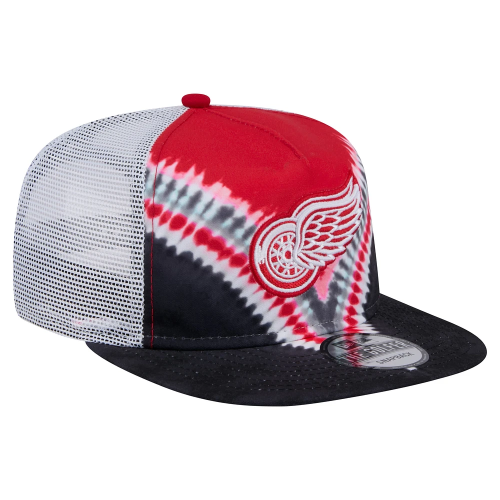 Men's New Era  Black/Red Detroit Red Wings Throwback V-Dye Adjustable Golfer Hat