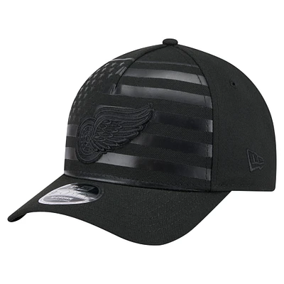 Men's New Era  Black Detroit Red Wings Game Day Stealth Flag 9FORTY A-Frame Adjustable Hat