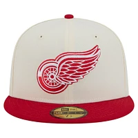 Casquette ajustée bicolore chromée 59FIFTY blanche des Red Wings de Detroit New Era pour homme