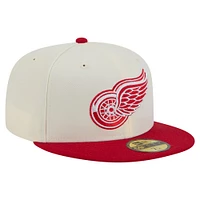 Casquette ajustée bicolore chromée 59FIFTY blanche des Red Wings de Detroit New Era pour homme