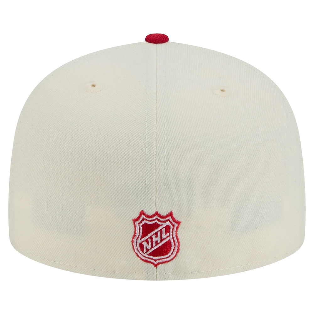 Casquette ajustée bicolore chromée 59FIFTY blanche des Red Wings de Detroit New Era pour homme