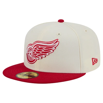 Casquette ajustée bicolore chromée 59FIFTY blanche des Red Wings de Detroit New Era pour homme