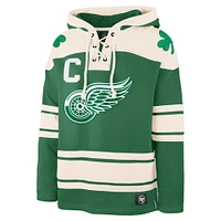 Men's '47 Dylan Larkin Kelly Green Detroit Red Wings St. Patrick's Day Player Name & Number Lacer Pullover Hoodie