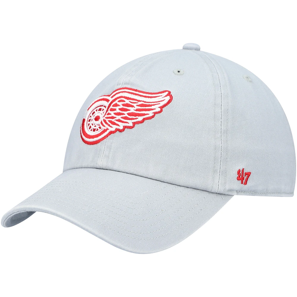 Casquette ajustable Clean Up de l'équipe Detroit Red Wings '47 grise pour hommes
