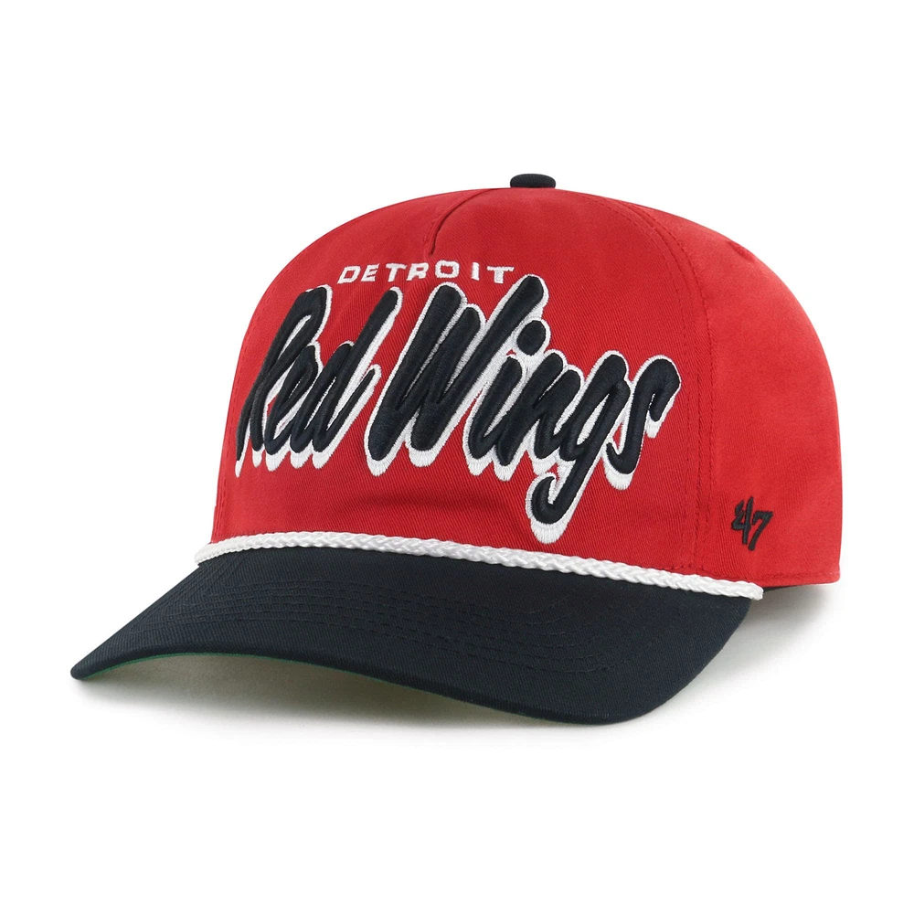Men's '47 Red/Black Detroit Red Wings Dropshadow Rope Hitch Adjustable Hat