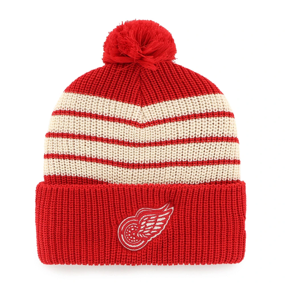 Bonnet en tricot à revers avec pompon pour homme Red Detroit Red Wings Old Time Hockey Barn '47